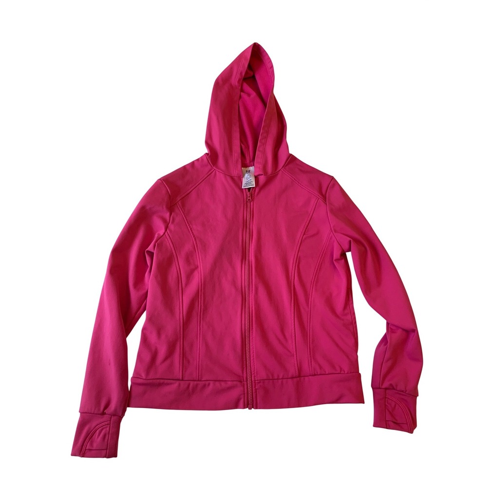 Members Mark Girls Pink Active Full Zip Hoodie Jacket Thumbholes Size L 10/12